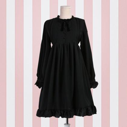 Lolita Vintage Elegance Lantern Long-sleeved Dress