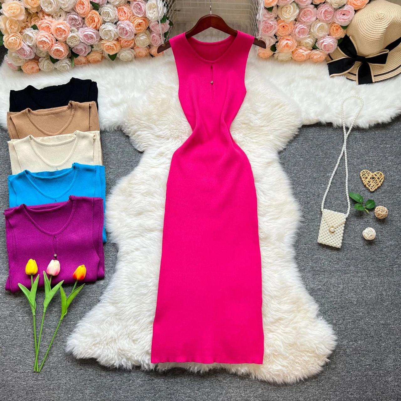 Sleeveless Knit Dress With Multiple Color Options