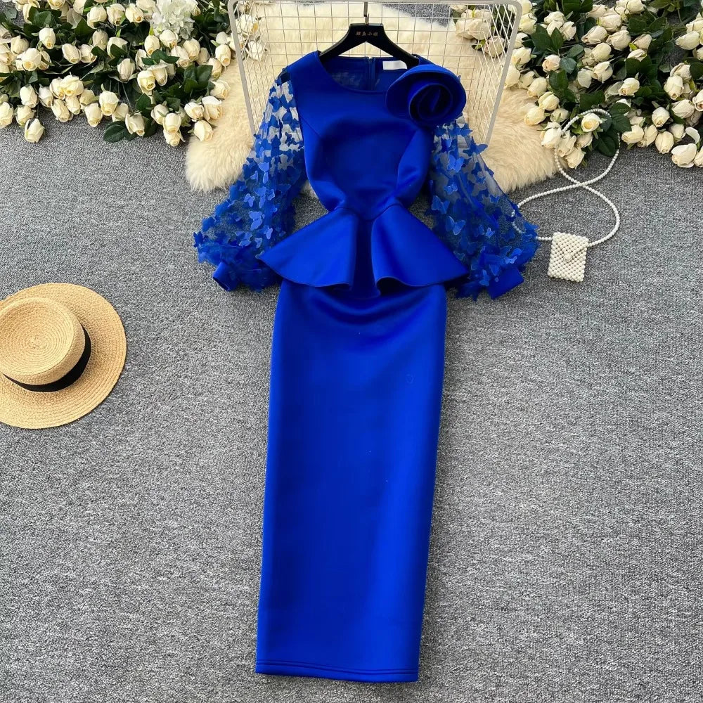 knee length dresses for ladies Short Sleeve Royal Blue Lace Junior Bridesmaid Dress with Knee-Length –  27dress main image 0