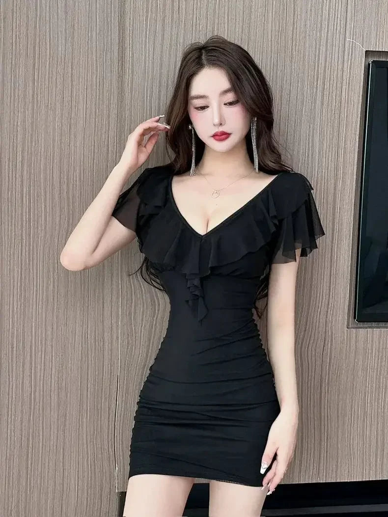 classy black bodycon dress Classy Belted Black Bodycon Dress, XXL