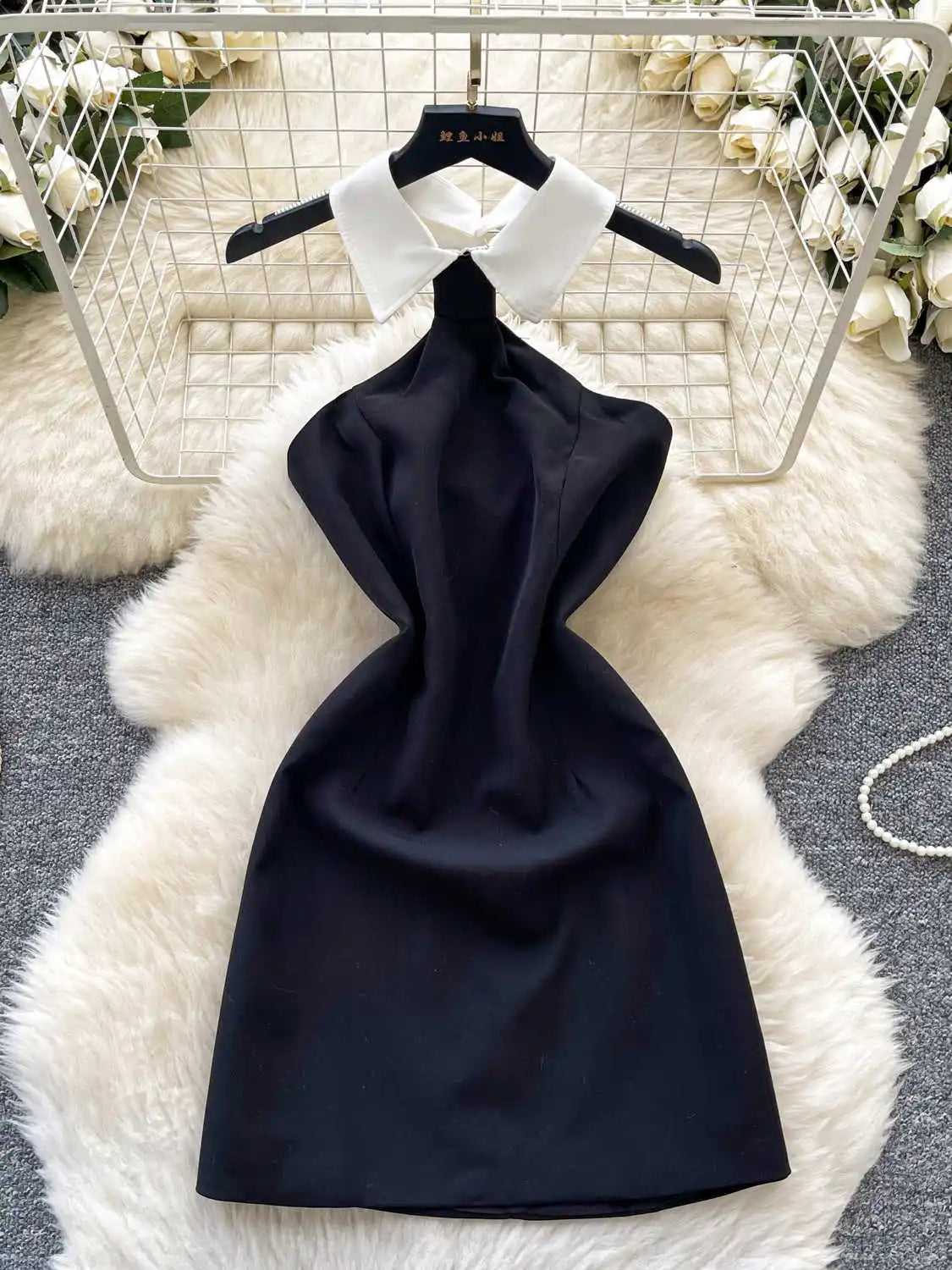 collared halter dress Shredded Backless Halter Mini Dress – edikted main image 1