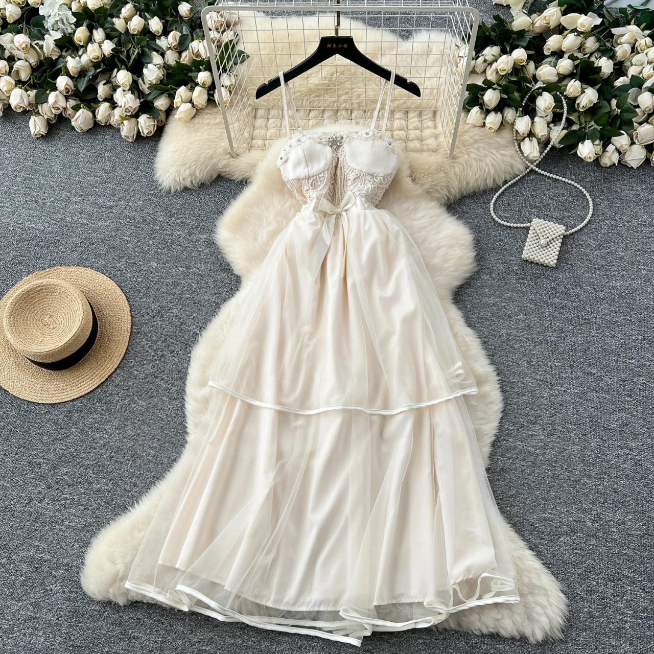 Lace Bodice White Gown With Flowy Skirt on Luulla