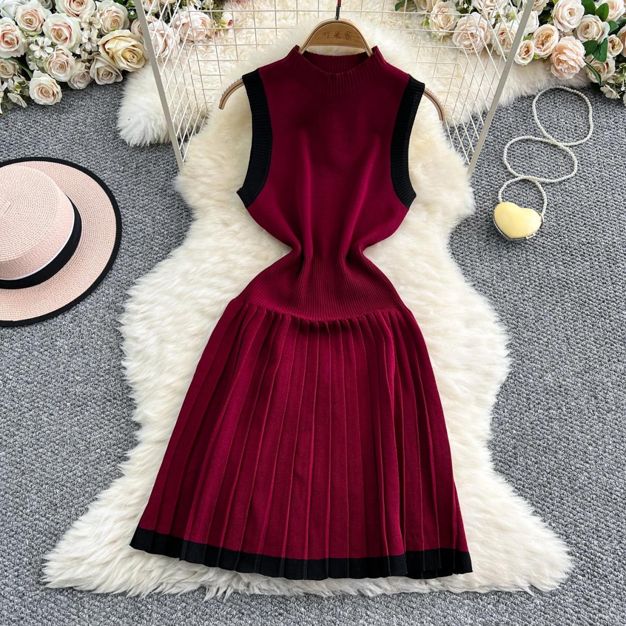 knit pleated dress Pleated knit dress