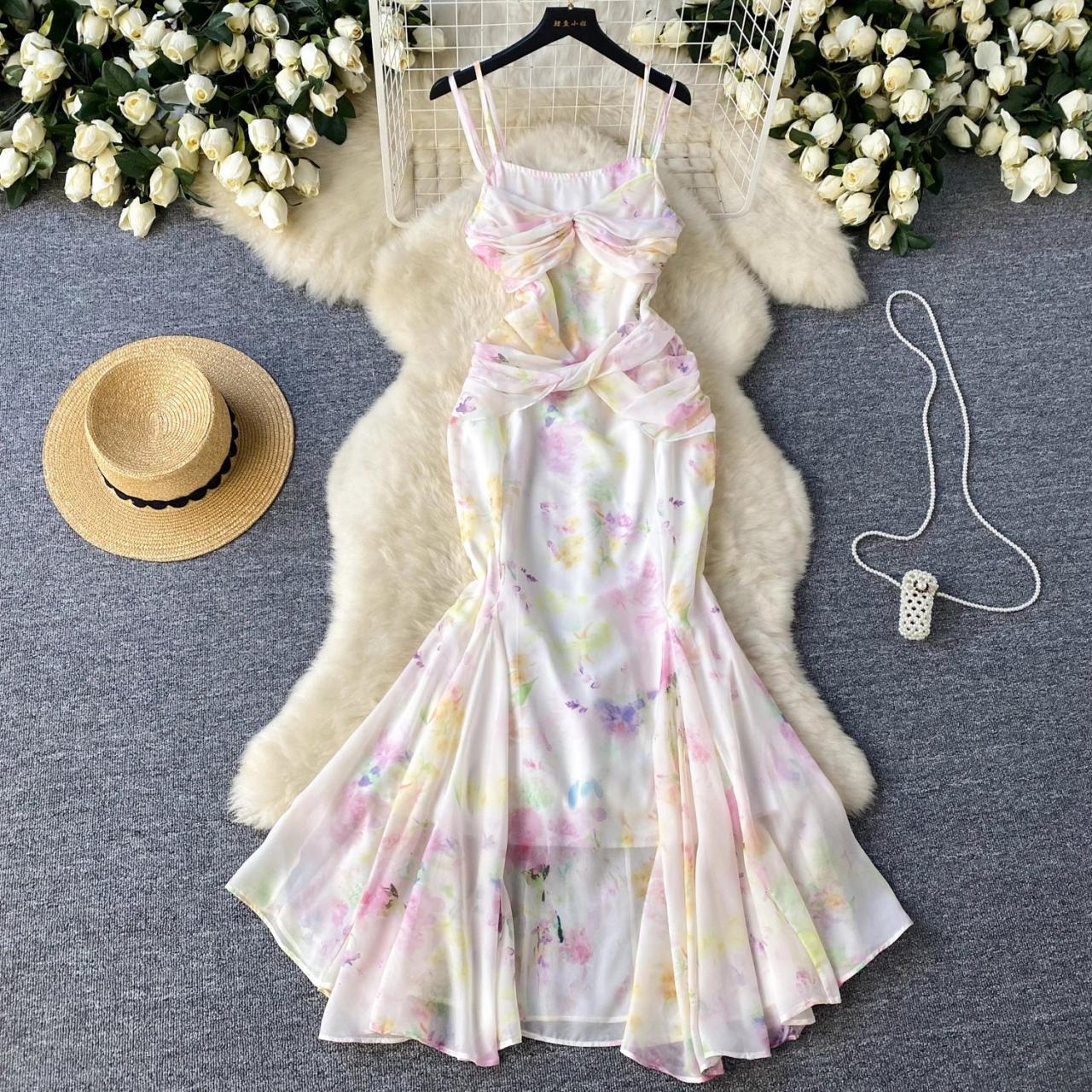 Floral Backless Maxi Dress With Cut-out Design on Luulla
