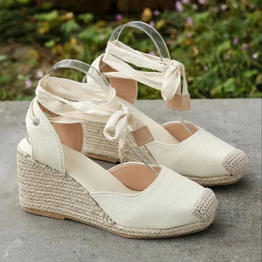 Nyra braided leather espadrille wedges in white - Jimmy Choo  Women\'s White Braided Espadrille Wedge Sandals display picture 1