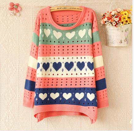 Fashion Heart Hollow-out Sweater