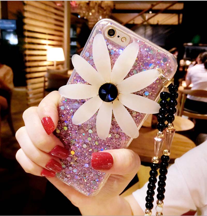 Fashion Luxury Glitter Sunflower Case Cover For Iphone 6 6s 7 Plus Oppo R9 Vivo X7 Plus