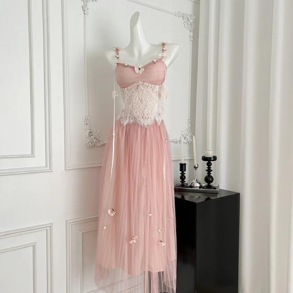 pink lace and tulle dress Dreama Blushing Pink Lace Corset Ruffle Prom Dress
